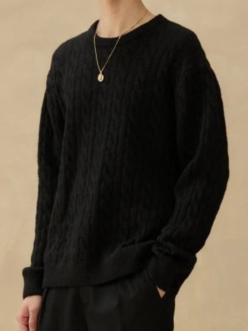Kuwalla Black Braided Crewneck Sweater/27294